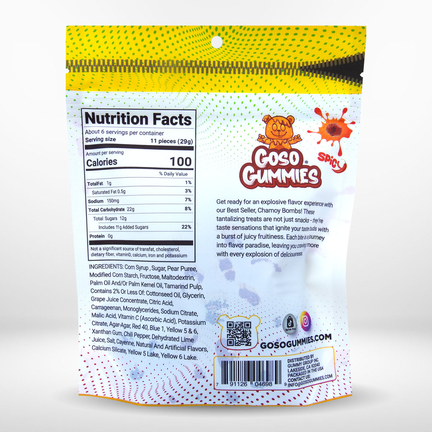 Goso Gummies Spicy Chamoy Viral Gusher Bombs - 6 Ounce Bag - Candy Snack