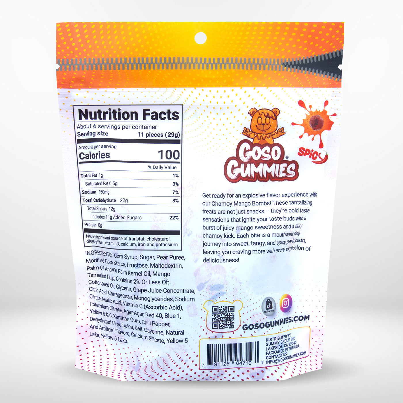 Goso Gummies Viral Chamoy Mango Gusher Bombs - 6oz Bag - Gushers Snack Candy