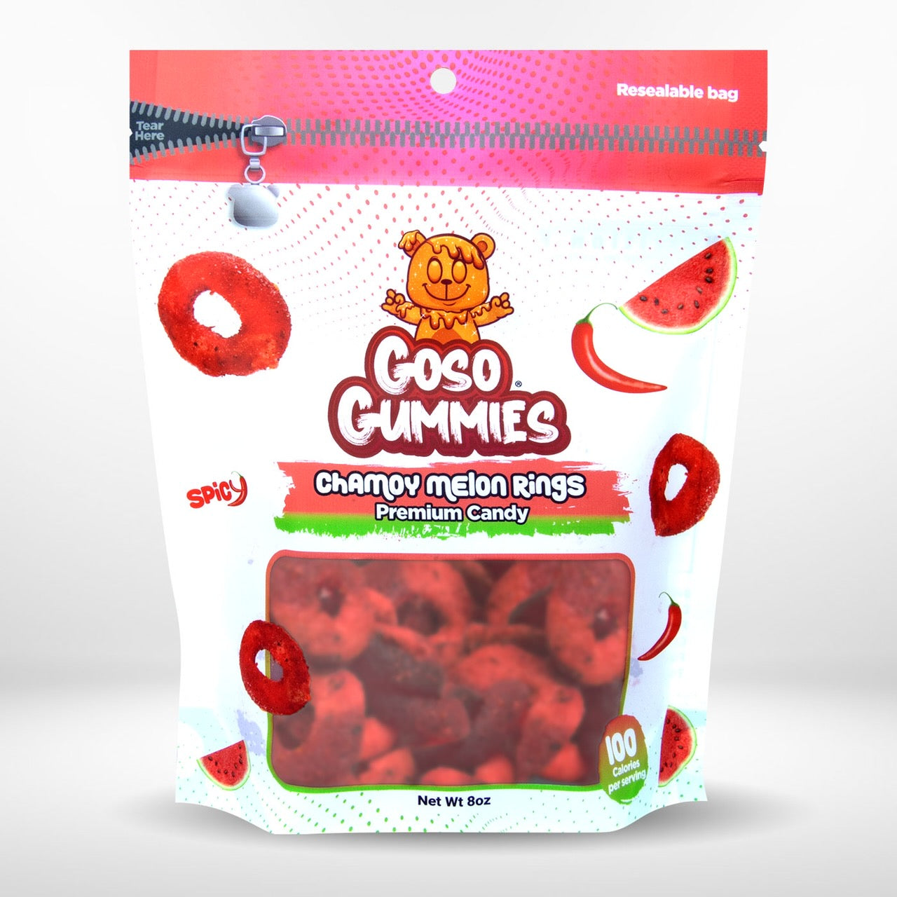 Goso Gummies Chamoy Viral Melon Rings 8oz - Candy Snack Fruit Sweet