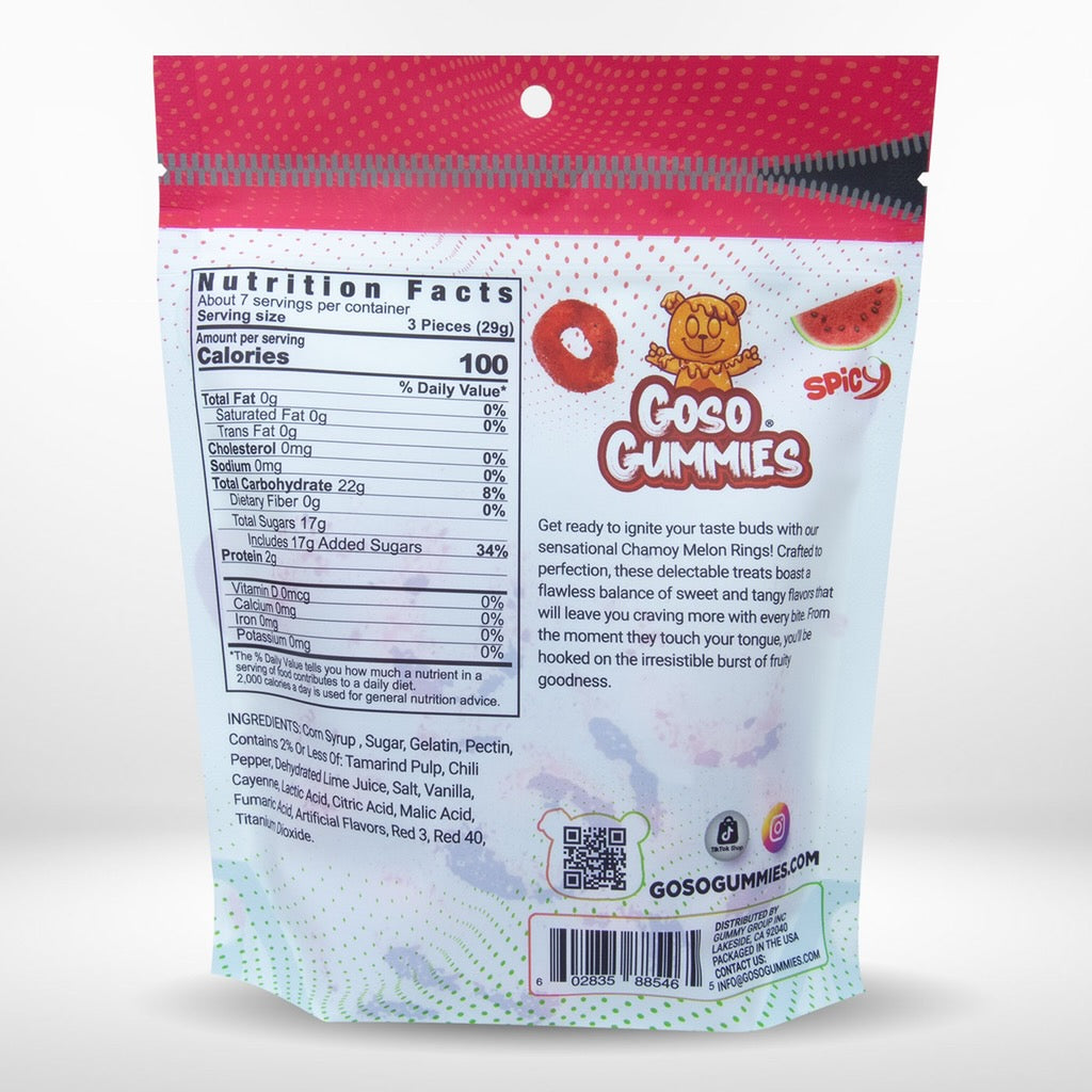 Goso Gummies Chamoy Viral Melon Rings 8oz - Candy Snack Fruit Sweet
