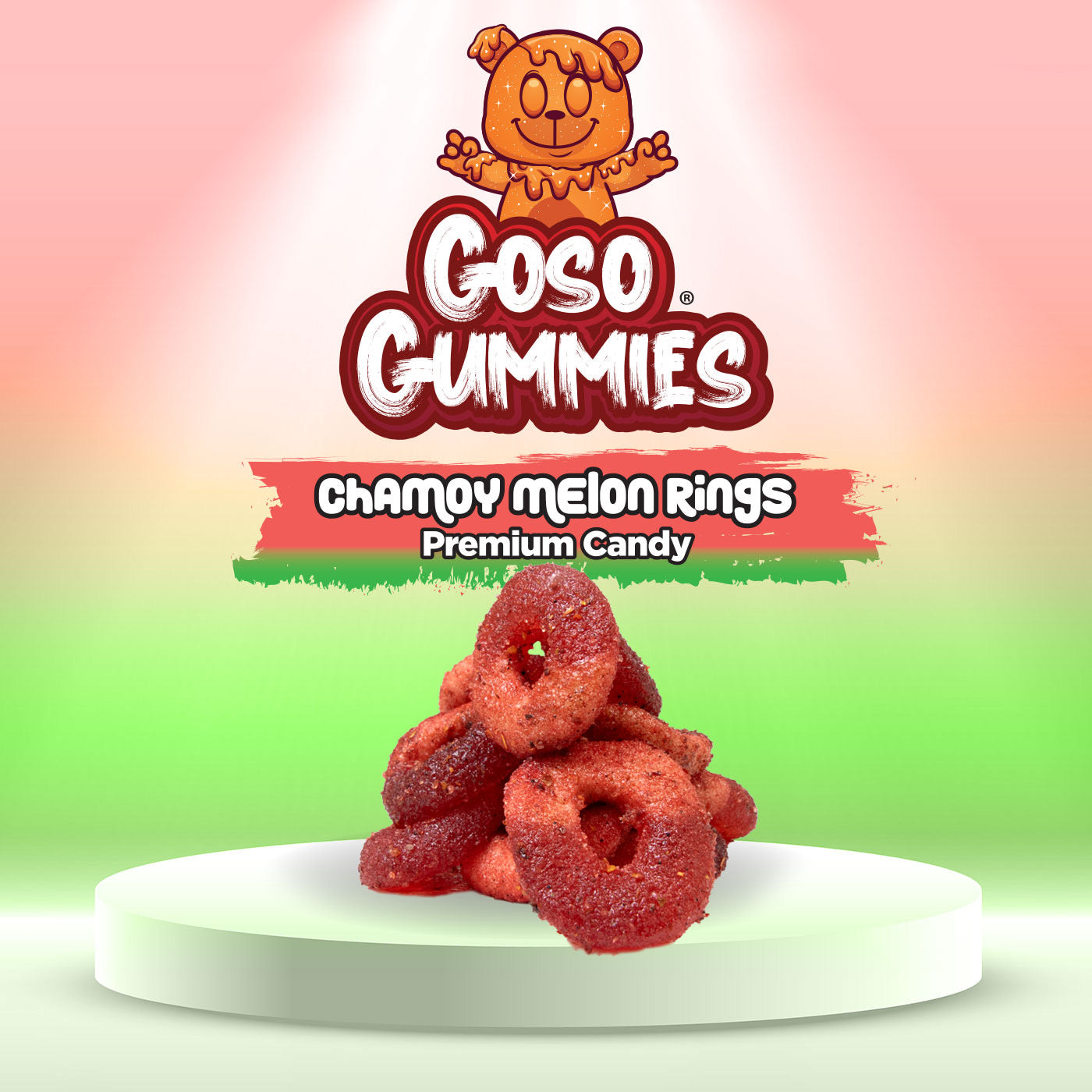 Goso Gummies Chamoy Viral Melon Rings 8oz - Candy Snack Fruit Sweet