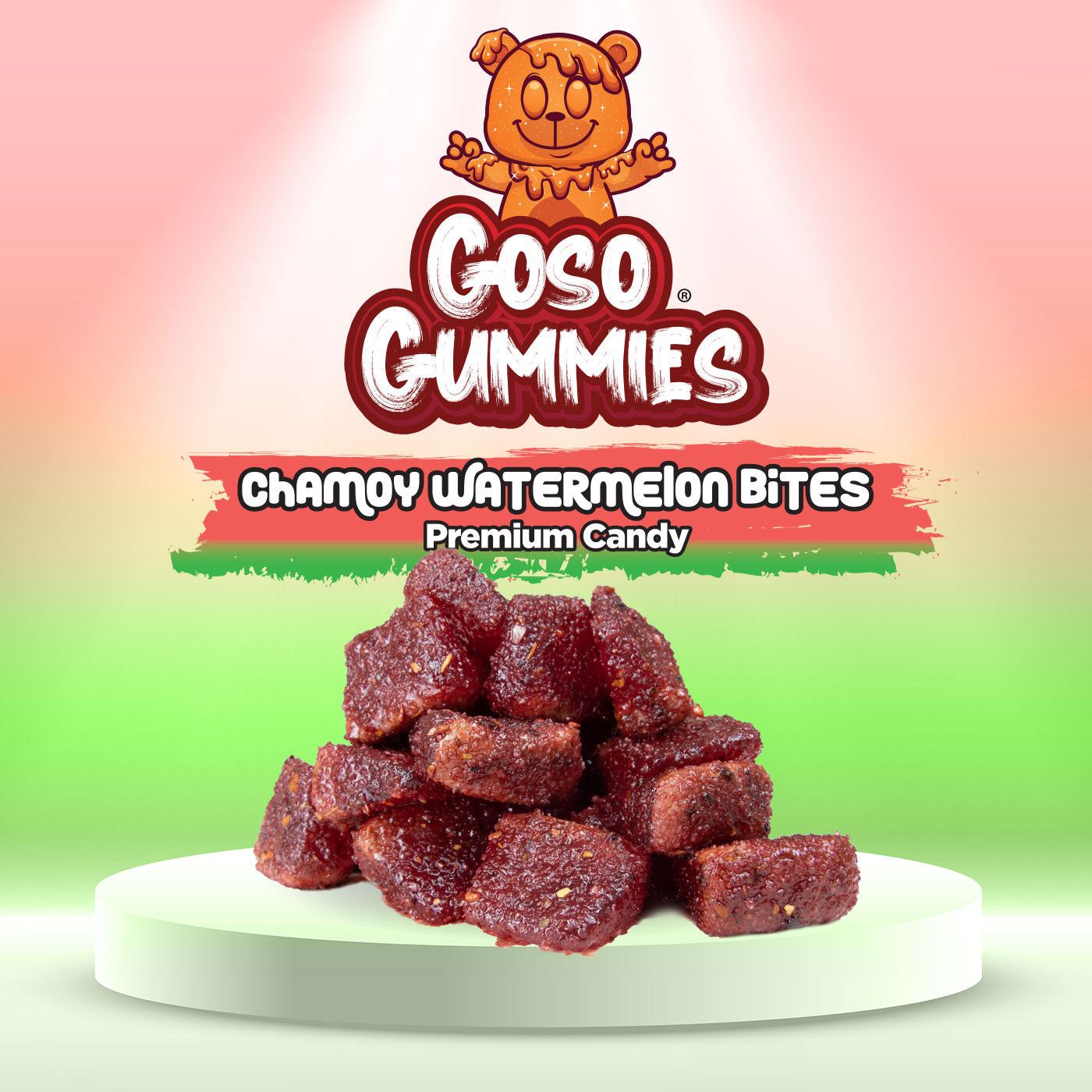 Goso Gummies Chamoy Watermelon Bites 8oz - Juicy Chewy Candy Fruit Snack