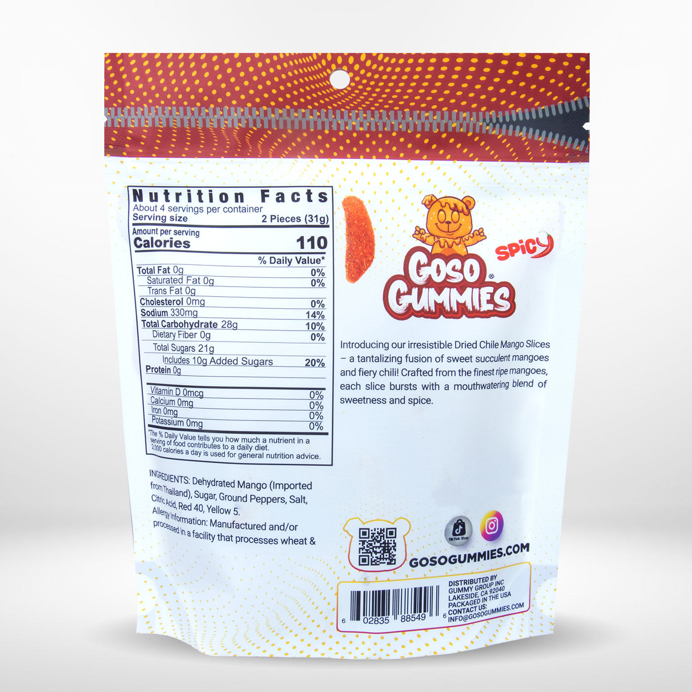 Goso Gummies Chile Mango Dried Fruit - 6oz Bag - Made with Real Dry Fruit