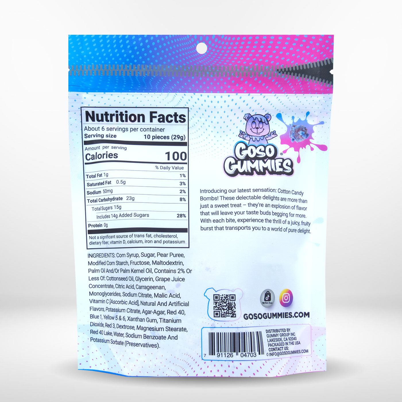 Goso Gummies Cotton Candy Viral Gusher Bombs - 6oz Bag - Sweet Snack