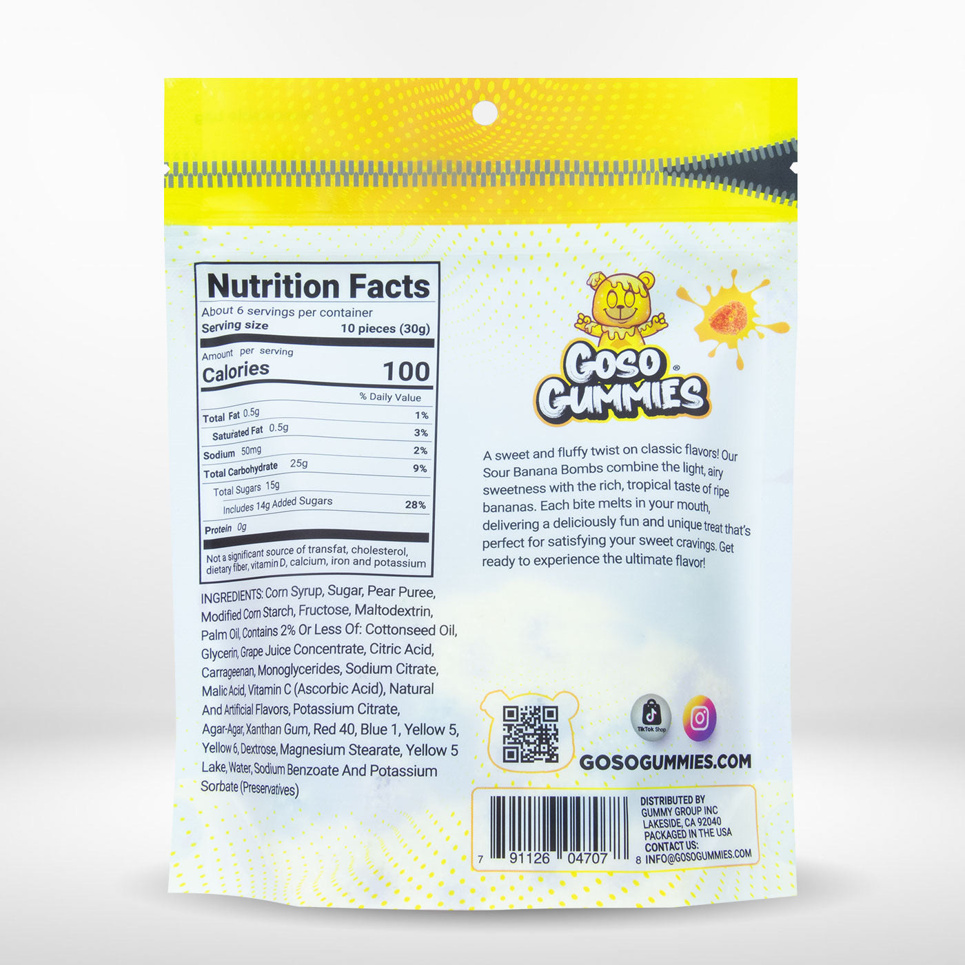 Goso Gummies Viral Sour Banana Bombs - 6oz Bag - Gushers Snack Candy