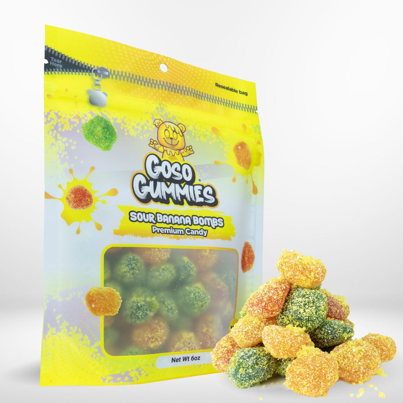 Goso Gummies Viral Sour Banana Bombs - 6oz Bag - Gushers Snack Candy