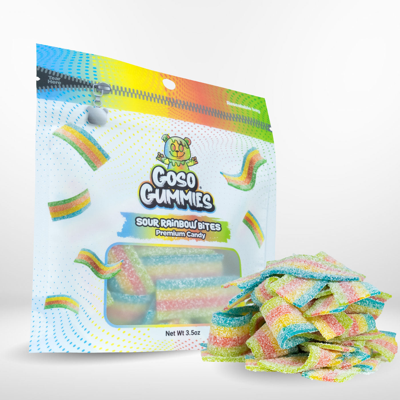 Goso Gummies - Sour Bites - 3.5 Ounce Bag - Sour Strips & Fruity Bites - Viral Candy