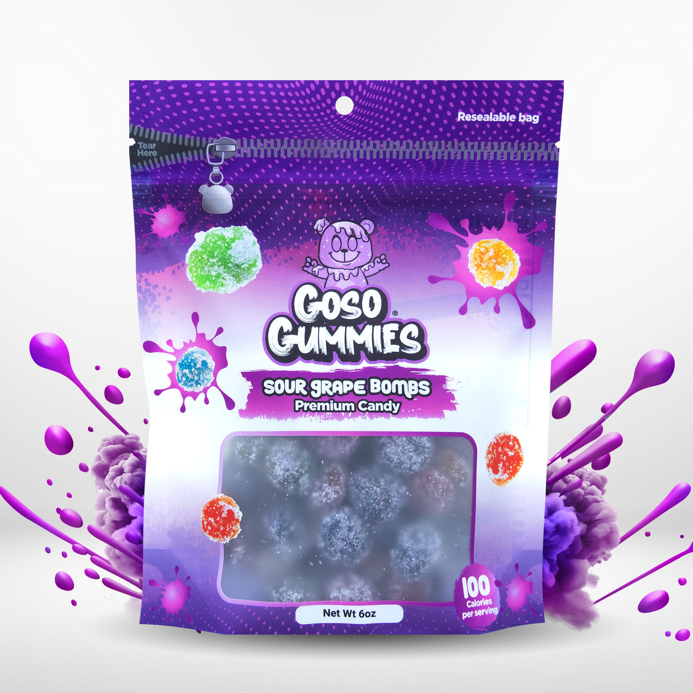 Goso Gummies Sweet Sour & Spicy Viral Gusher Bombs - Variety 5-Pack - 30 Ounce Bundle - Viral Gushers