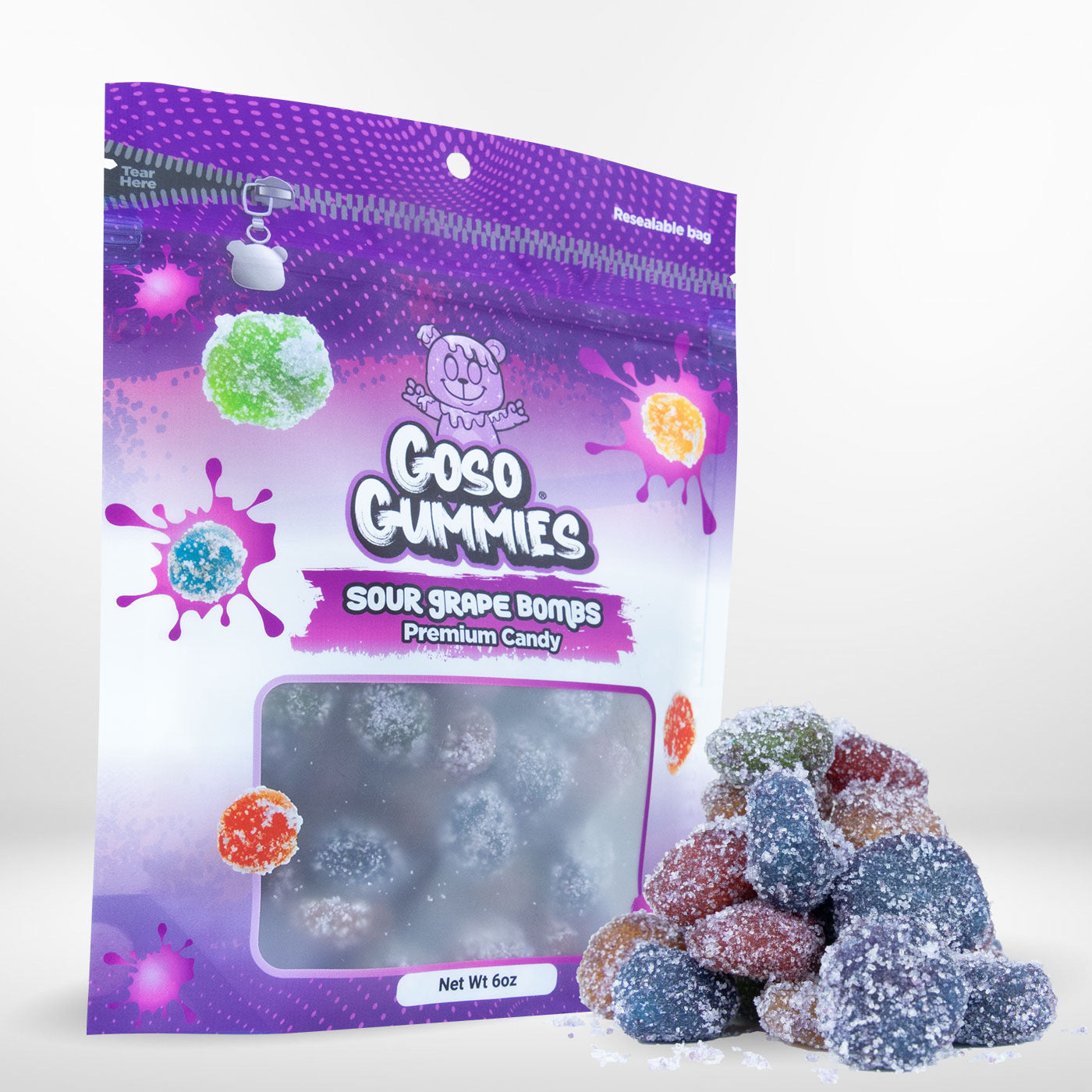 Goso Gummies Sour Grape Viral Gusher Bombs - 6oz Bag - Viral Candy