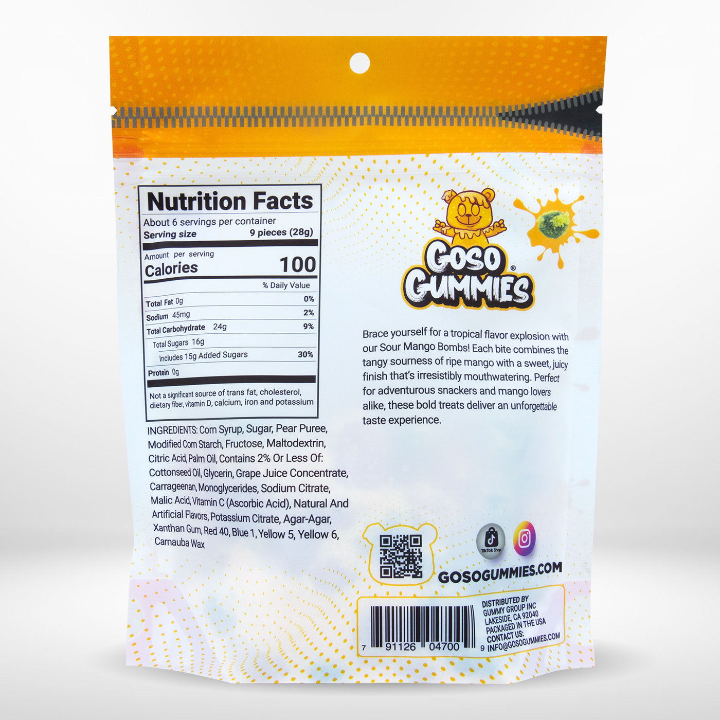 Goso Gummies Sour Mango Viral Gusher Bombs - 6 Ounces - Sour Candy