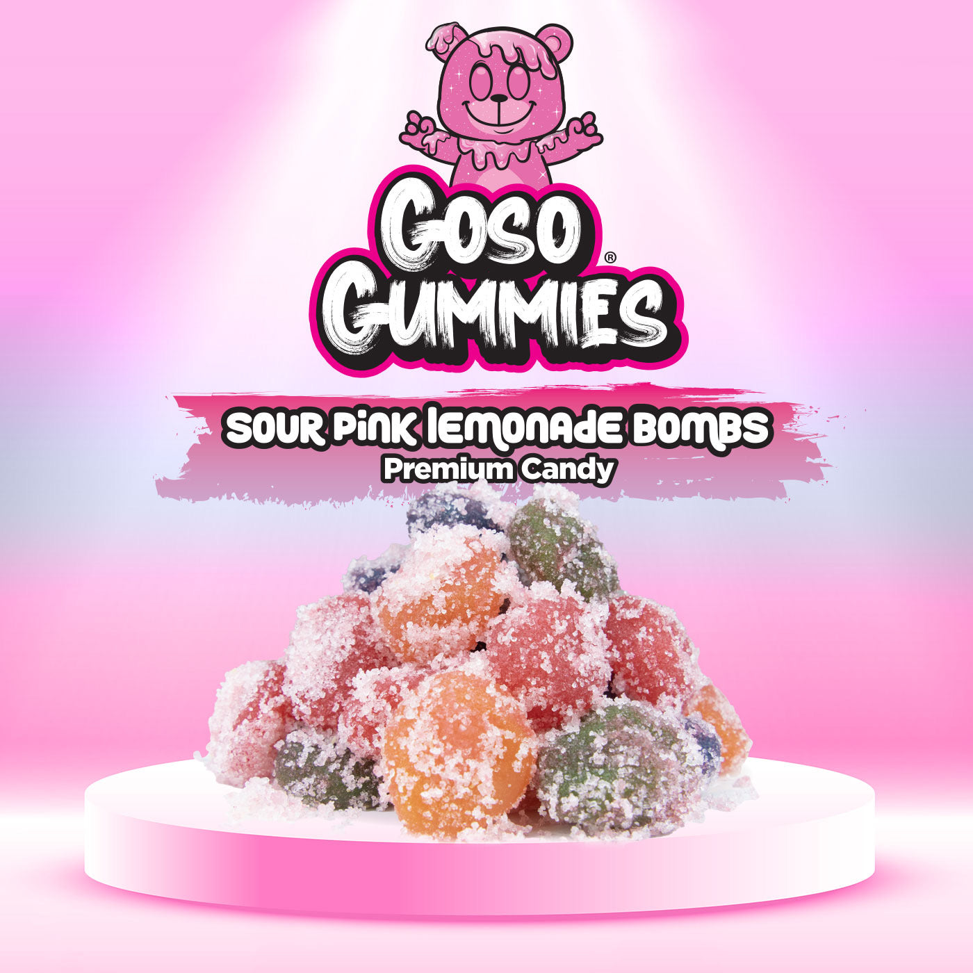 Goso Gummies Sour Blue Razz Bombs 6oz + Sour Pink Lemonade Bombs 6oz - 12oz Duo Pack - Sour Gushers Candy Snack