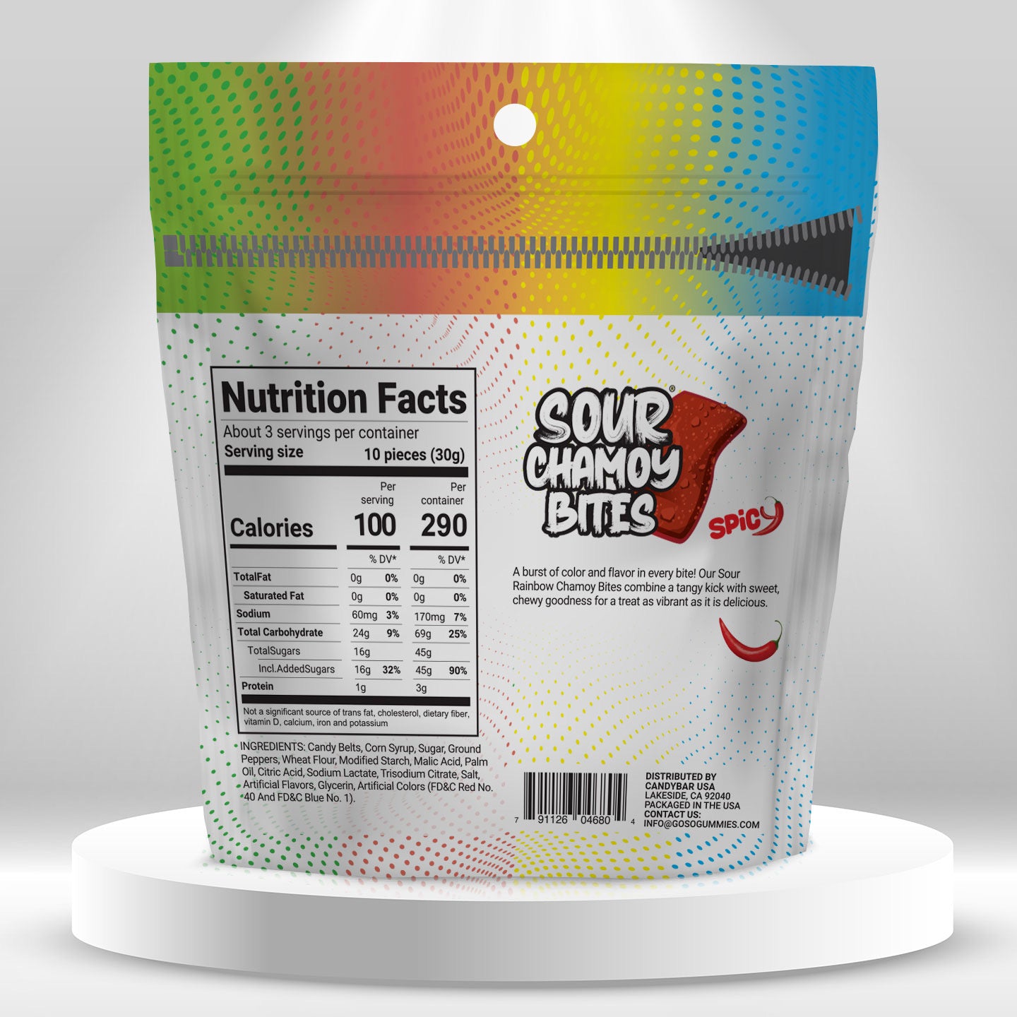 Sour Chamoy Bites - Rainbow Flavor - 3oz Bag