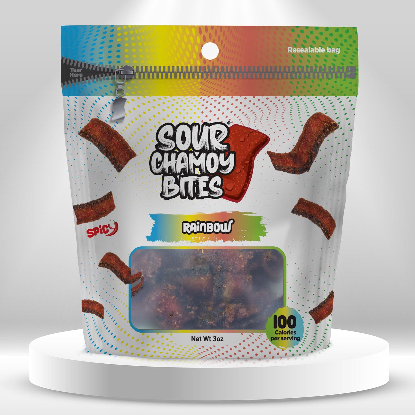 Sour Chamoy Bites - Rainbow Flavor - 3oz Bag