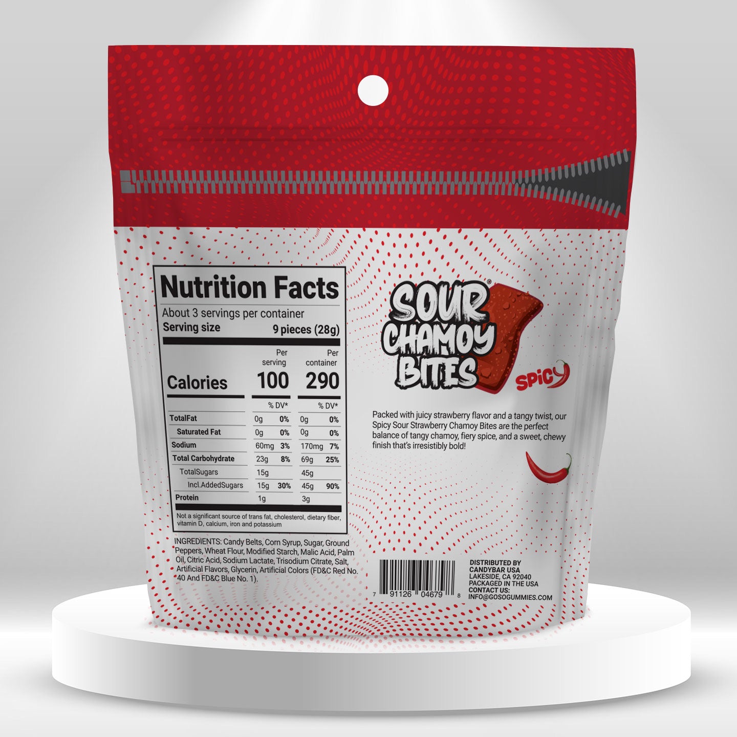 Sour Chamoy Bites - Strawberry Flavor - 3oz Bag