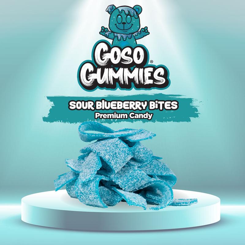Goso Gummies Sour Blue Razz Gusher Bombs + 2 FREE Sour Blueberry Bites Bags - Viral Candy Deal – Free Gift