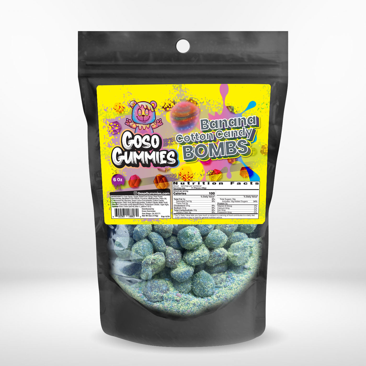 Goso Gummies Viral Banana Cotton Candy Gushers 6oz