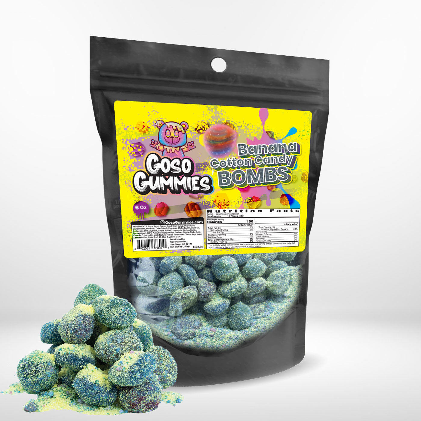 Goso Gummies Viral Banana Cotton Candy Gushers 6oz