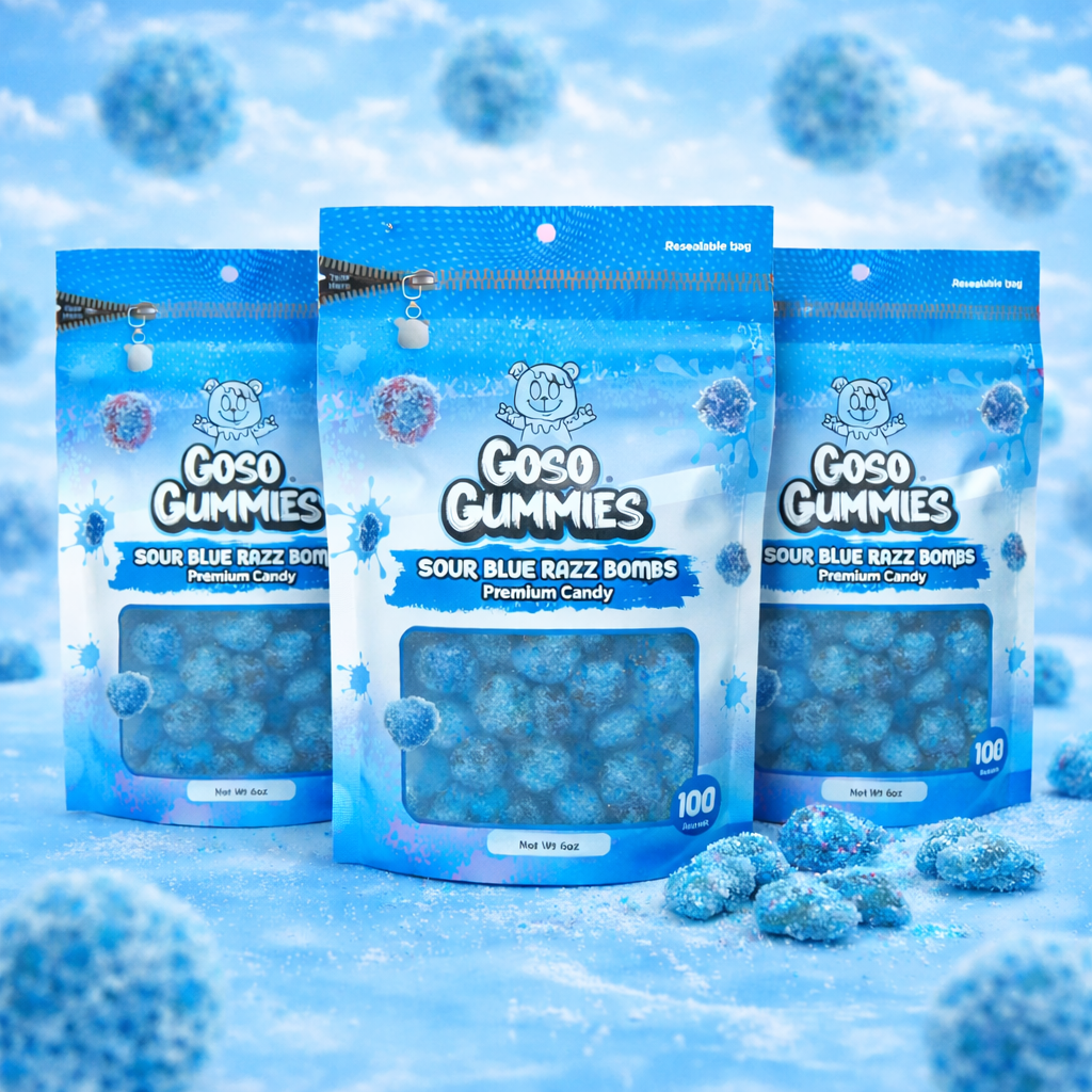 Sour Blue Razz Gushers 3-Pack – Viral Sour Gushers Candy Fruit Snack