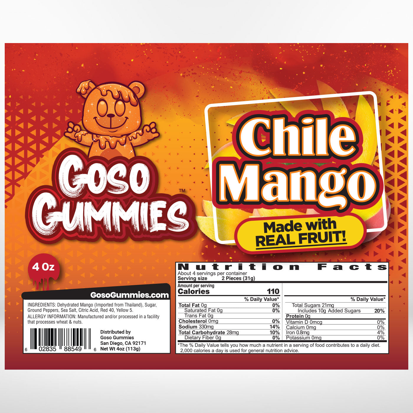 Goso Gummies Chile Mango Dried Fruit - 6oz Bag