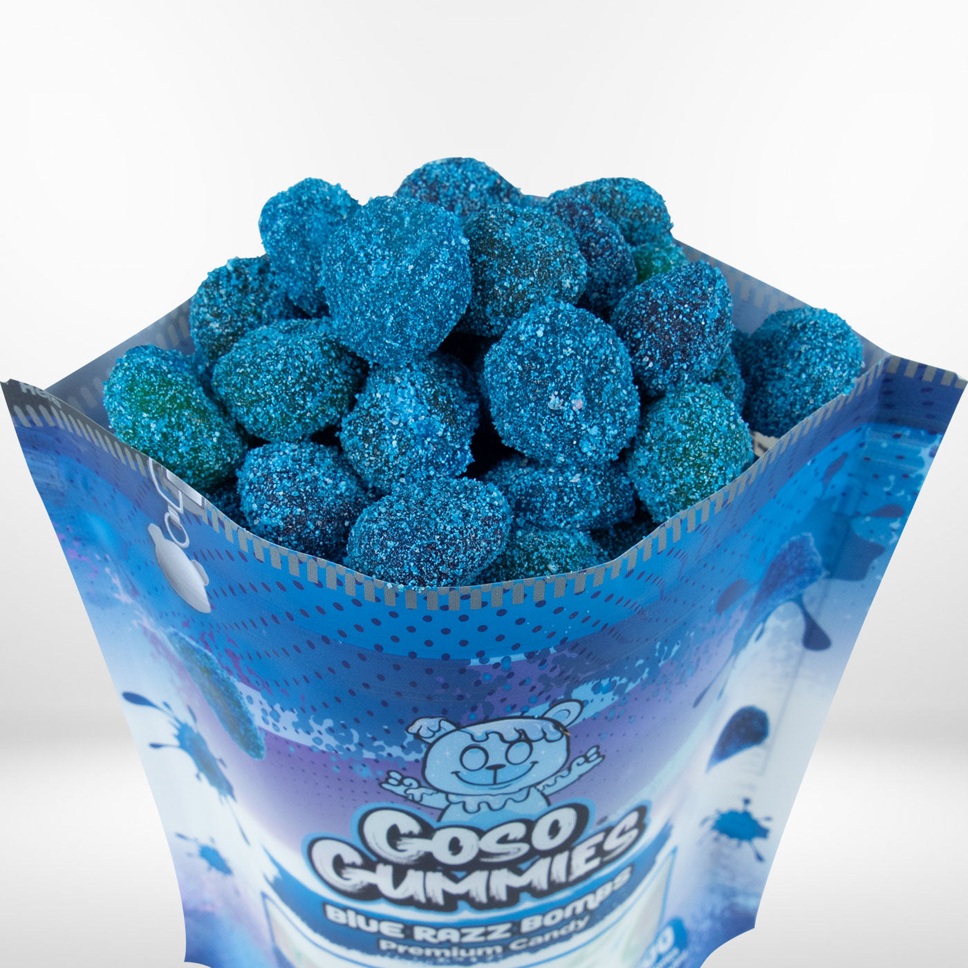 Goso Gummies SWEET Blue Razz Gusher Bombs 6oz - *NON SOUR* - Chewy Candy