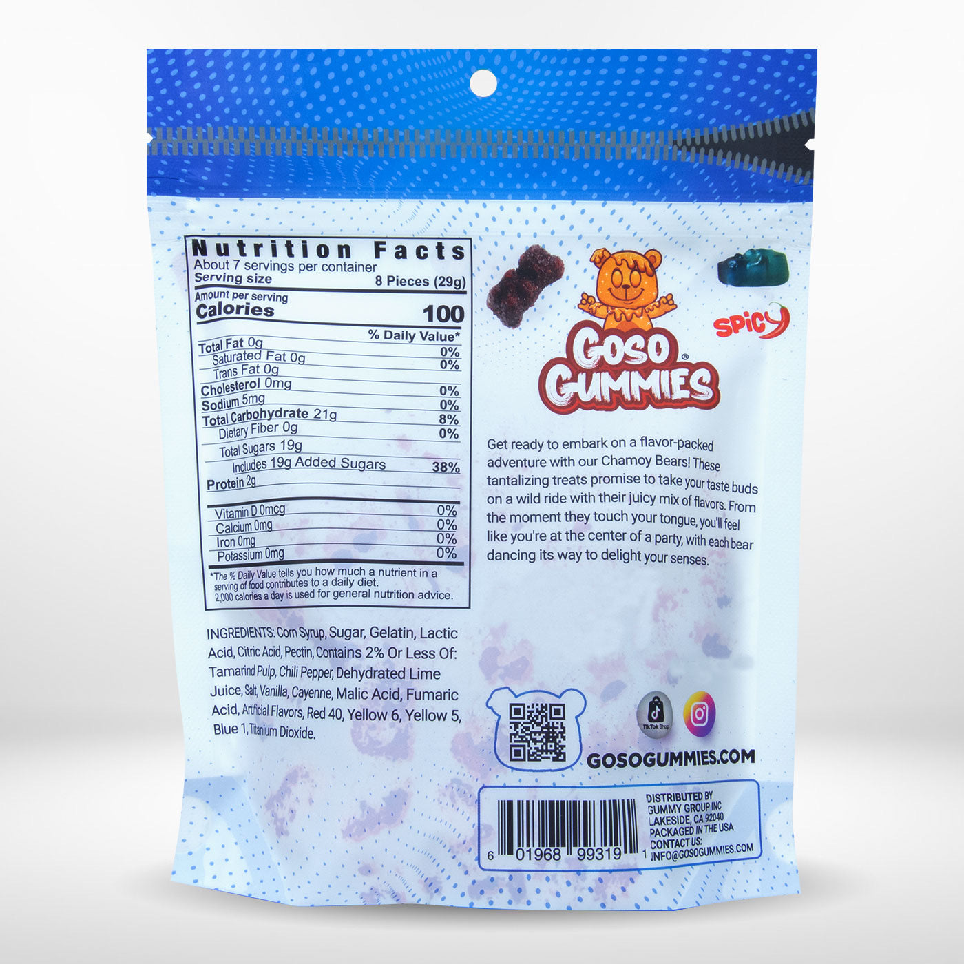 Goso Gummies Spicy Chamoy Gummy Bears - 8 Oz Bag - Spicy & Juicy Snack