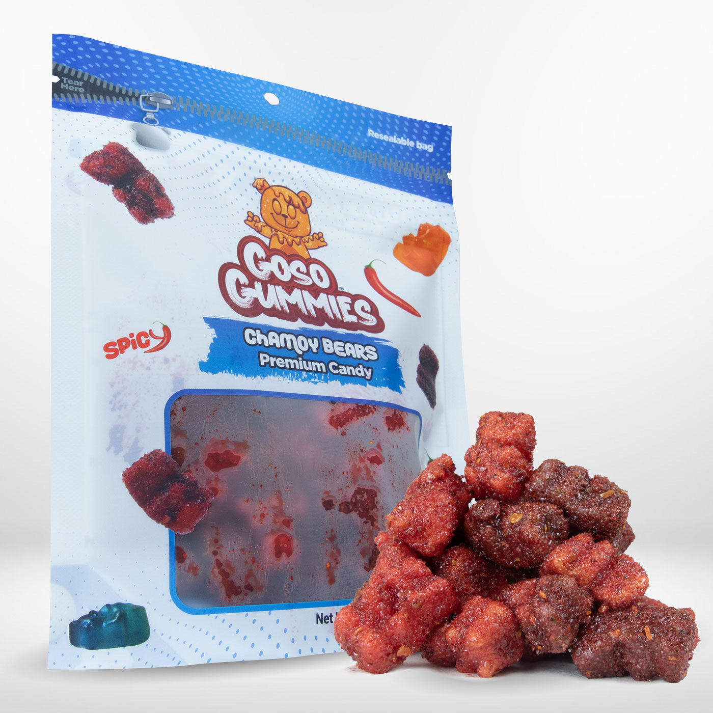 Goso Gummies Spicy Chamoy Gummy Bears - 8 Oz Bag - Spicy & Juicy Snack