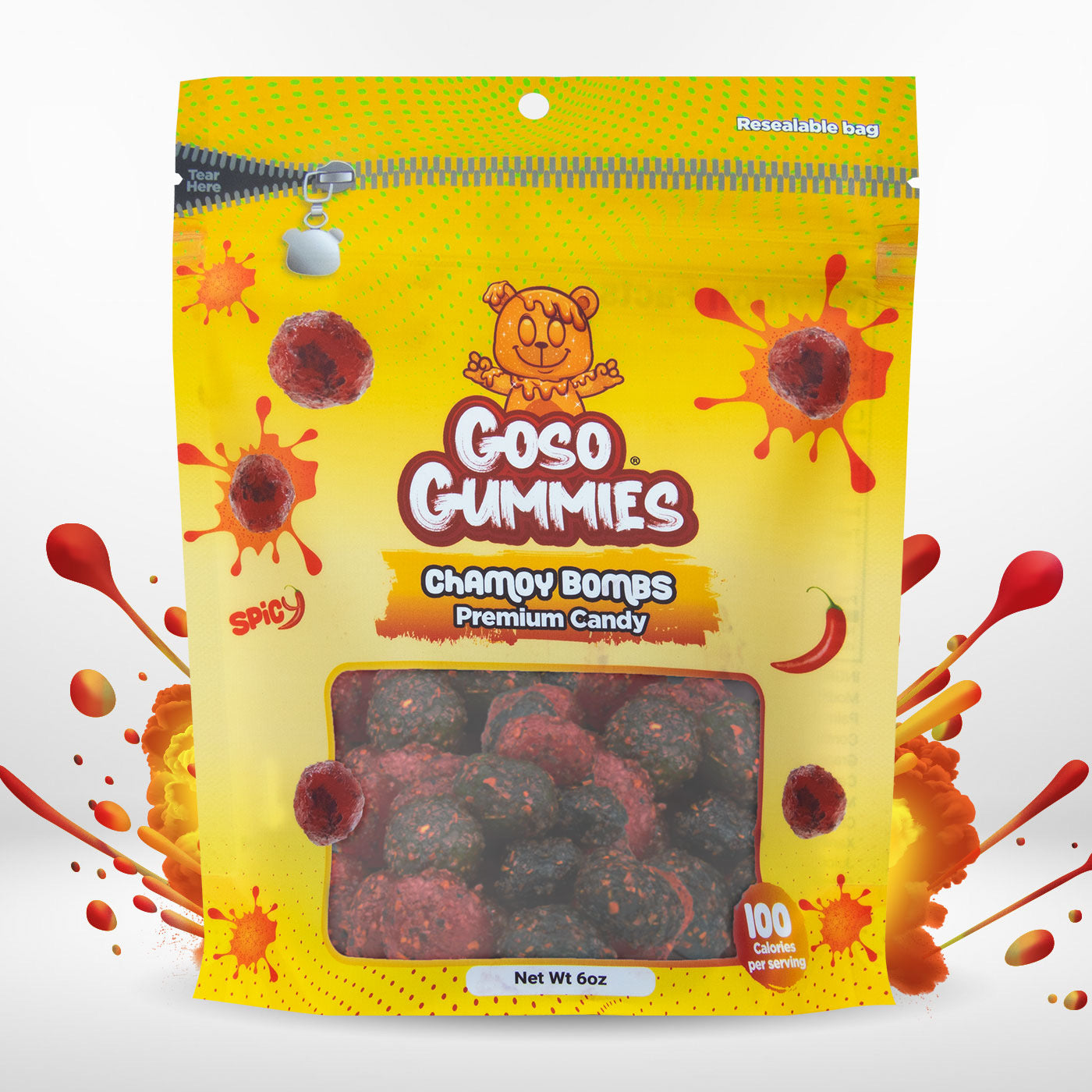 Goso Gummies Spicy Chamoy Viral Gusher Bombs - 6 Ounce Bag - Candy Snack