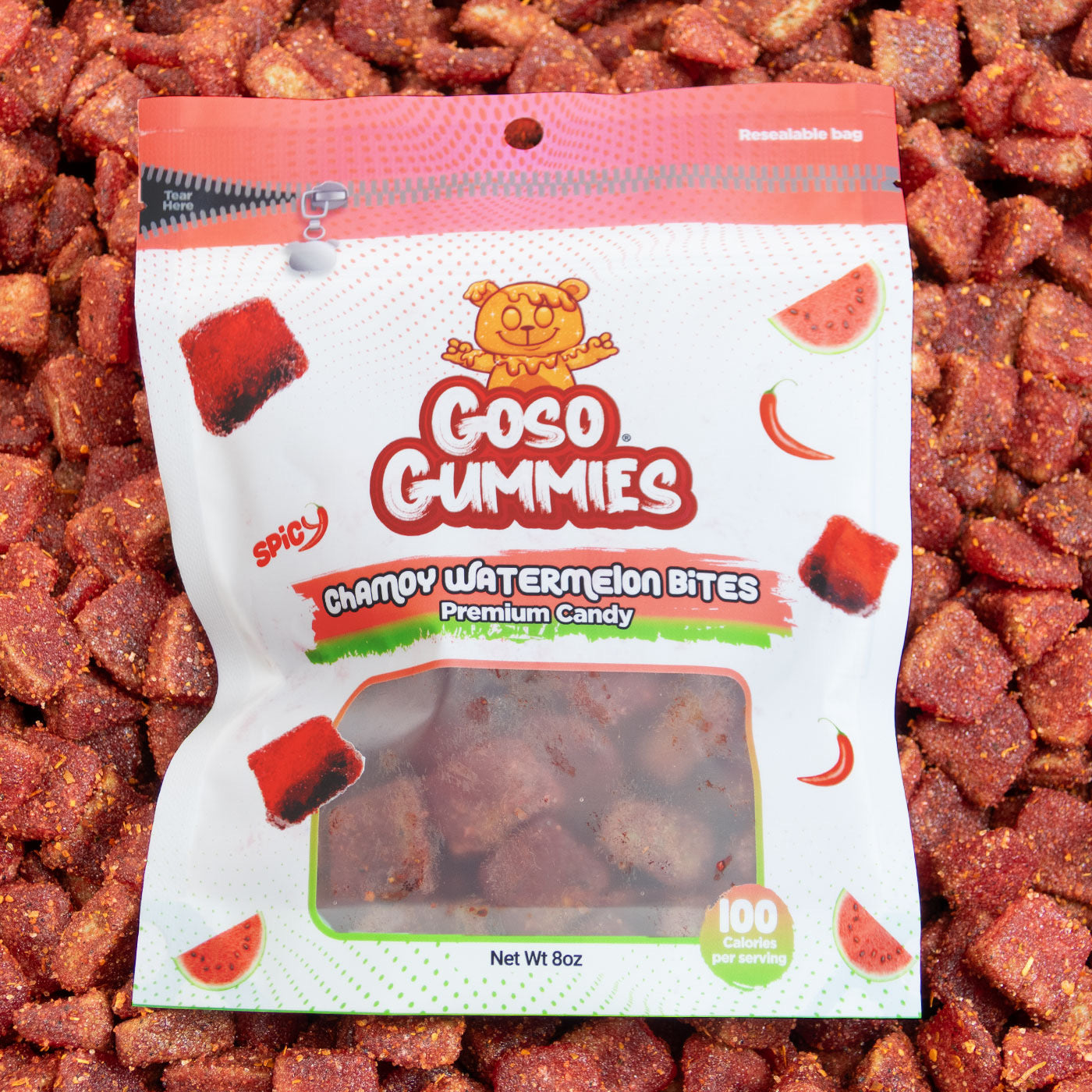 Goso Gummies Chamoy Watermelon Bites 8oz - Juicy Chewy Candy Fruit Snack
