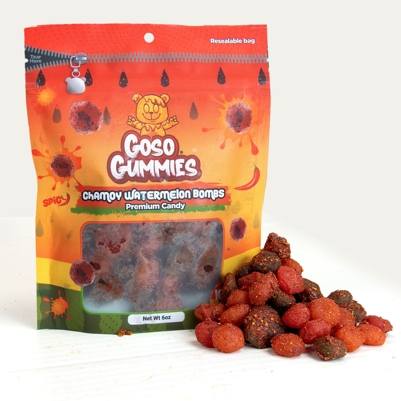 Goso Gummies Viral Chamoy Watermelon Gusher Bombs - 6oz Bag - Gushers Snack Candy