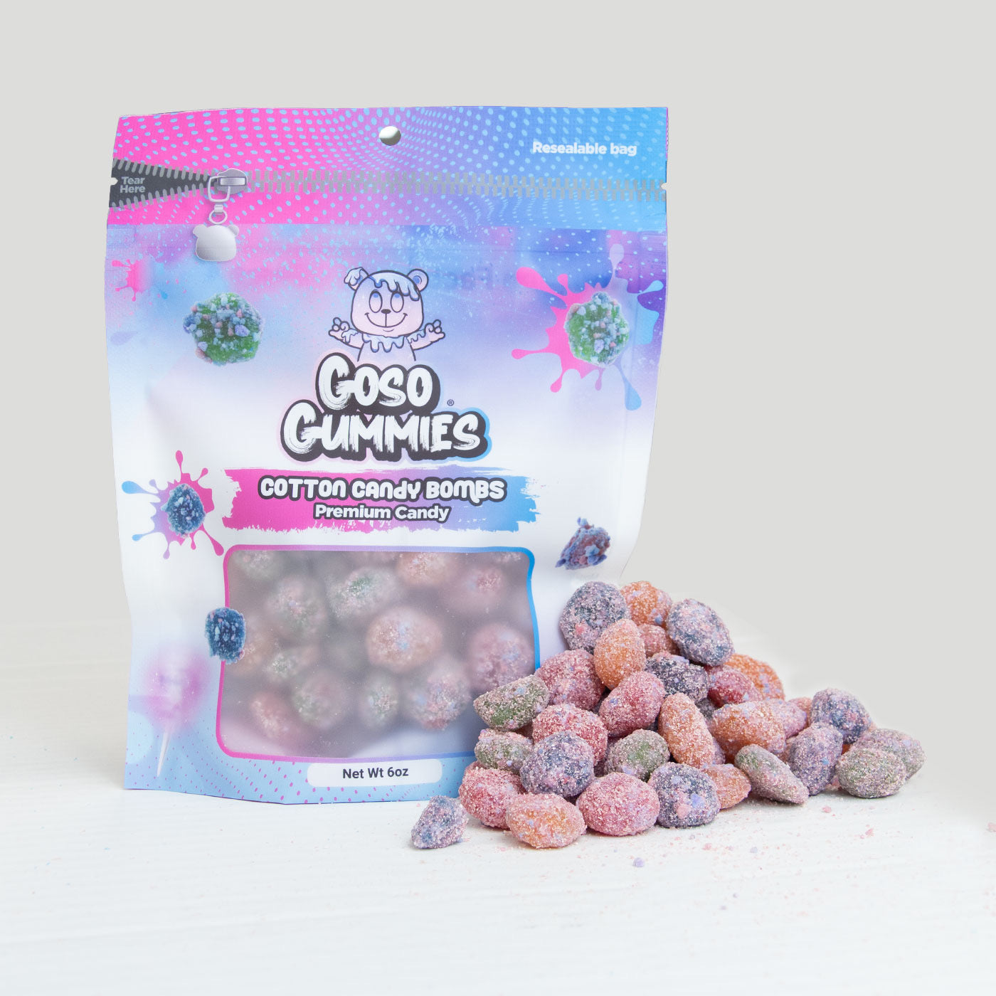 Goso Gummies Cotton Candy Viral Gusher Bombs - 6oz Bag - Sweet Snack