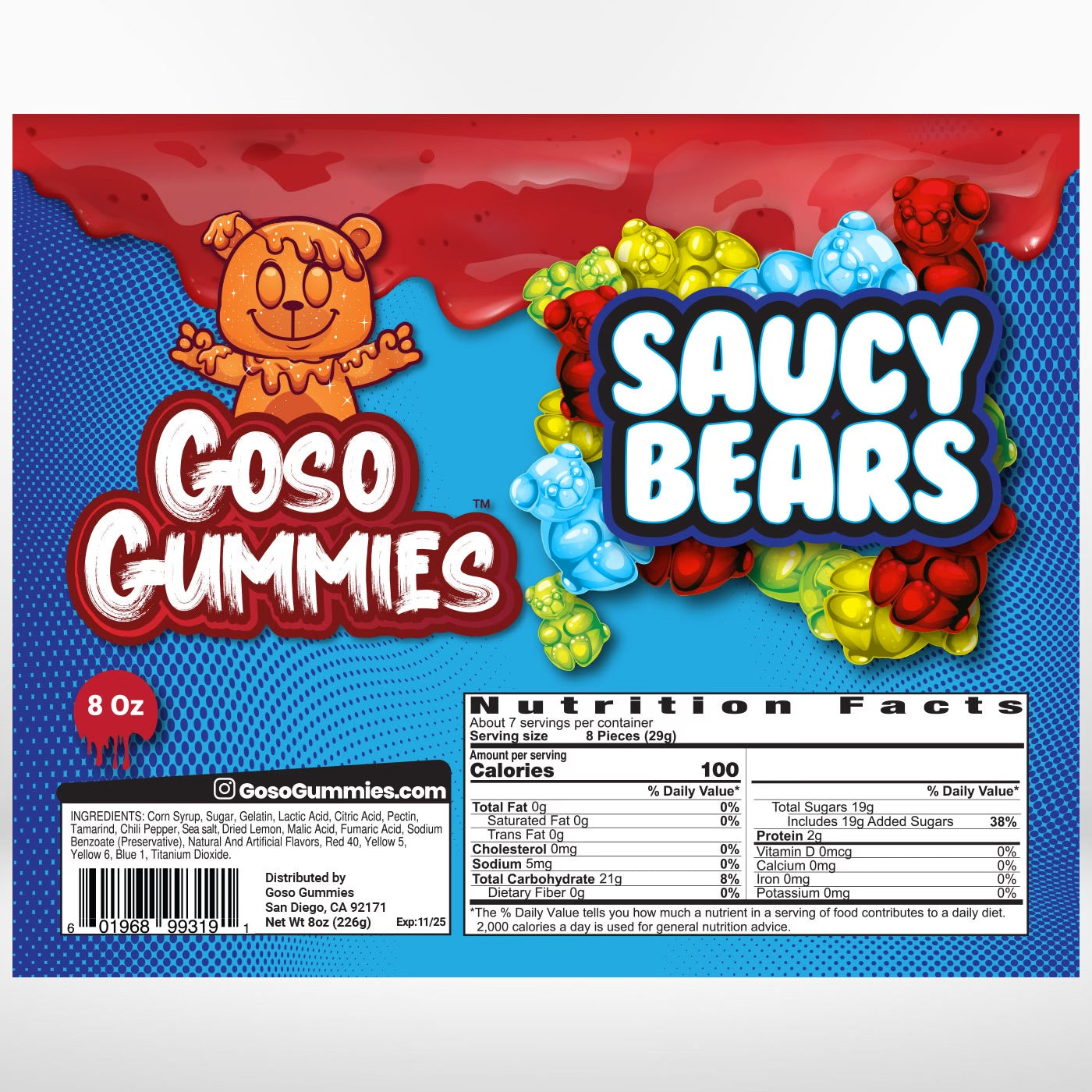 Goso Gummies Saucy Chamoy Gummy Bears - 8oz Bag