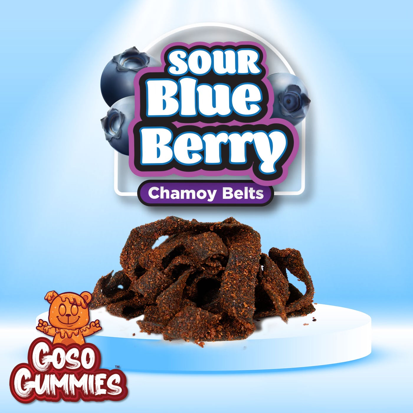 Goso Gummies Sour Blueberry Chamoy Belts - 4oz Bag