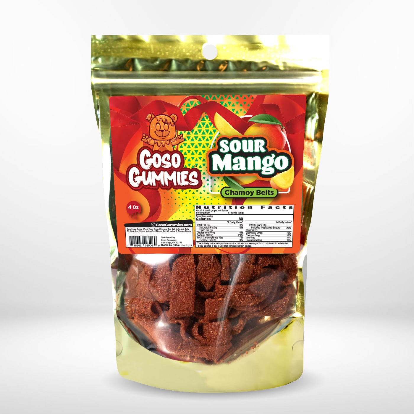 Goso Gummies Sour Mango Chamoy Belts - 4oz Bag