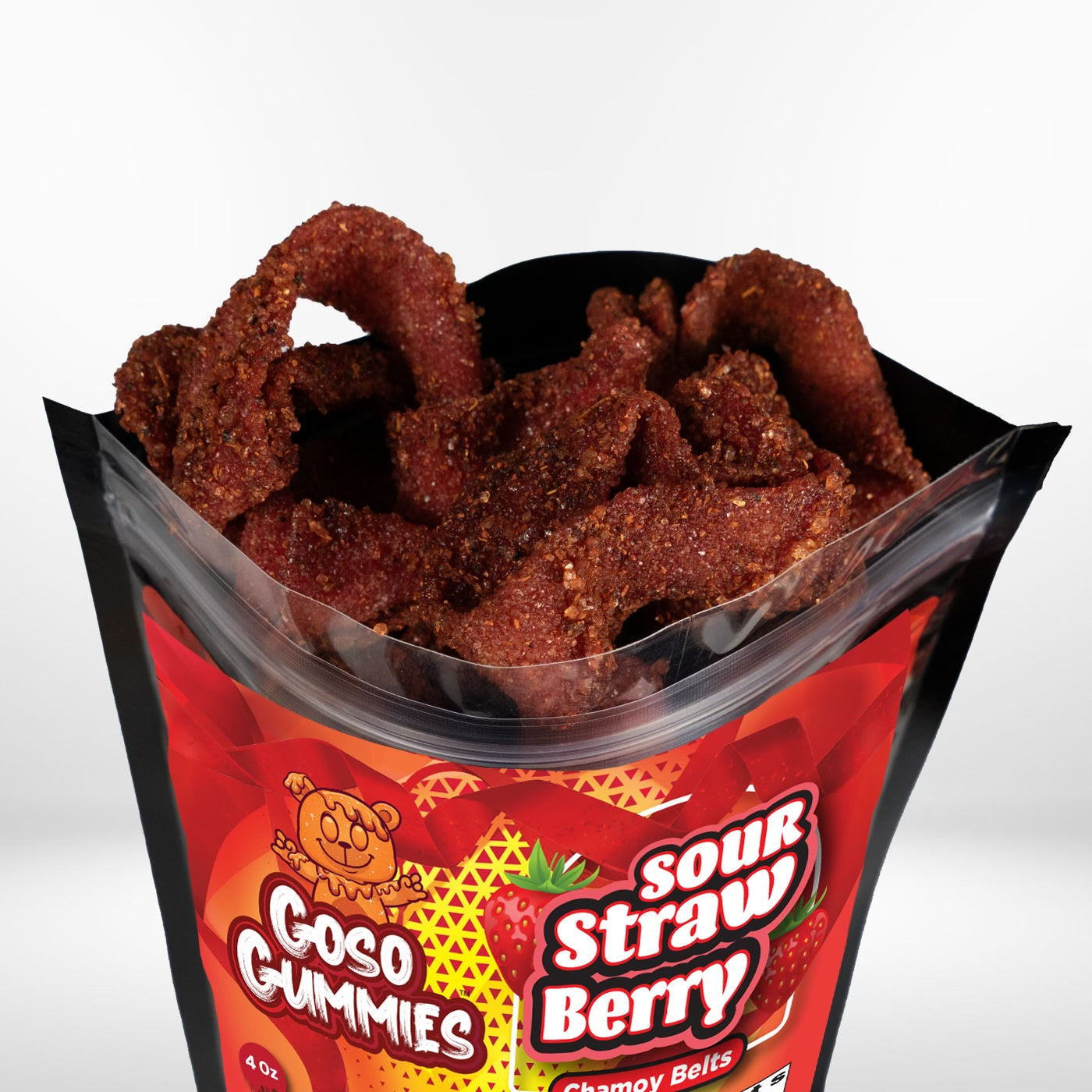 Goso Gummies Sour Strawberry Chamoy Belts - 4oz Bag