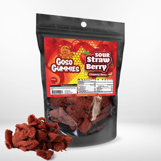 Goso Gummies Sour Strawberry Chamoy Belts - 4oz Bag