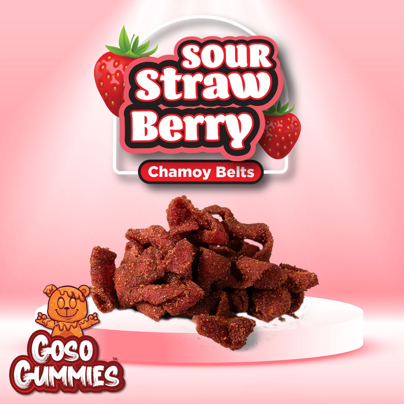 Goso Gummies Sour Strawberry Chamoy Belts - 4oz Bag