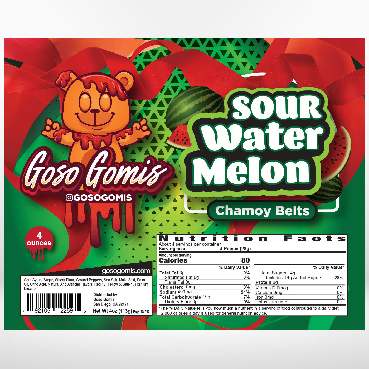 Sour Watermelon Chamoy Belts