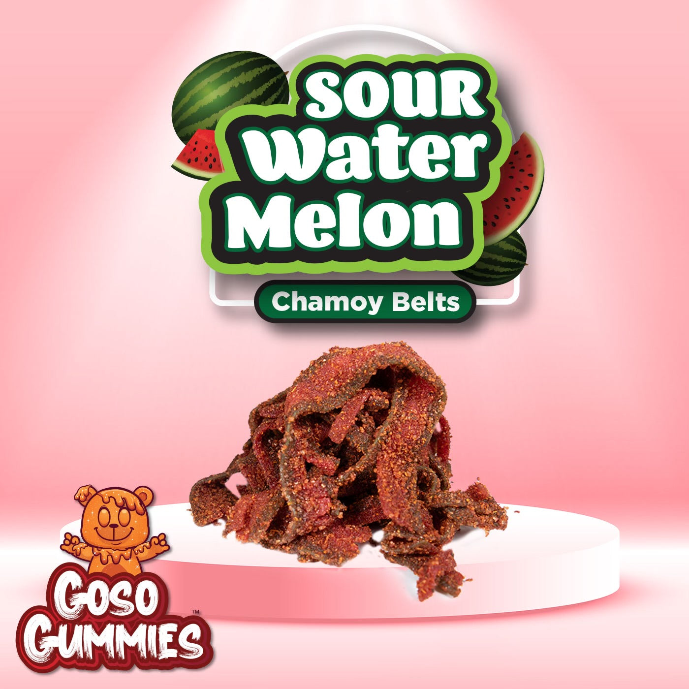 Goso Gummies Sour Watermelon Chamoy Belts - 4oz Bag