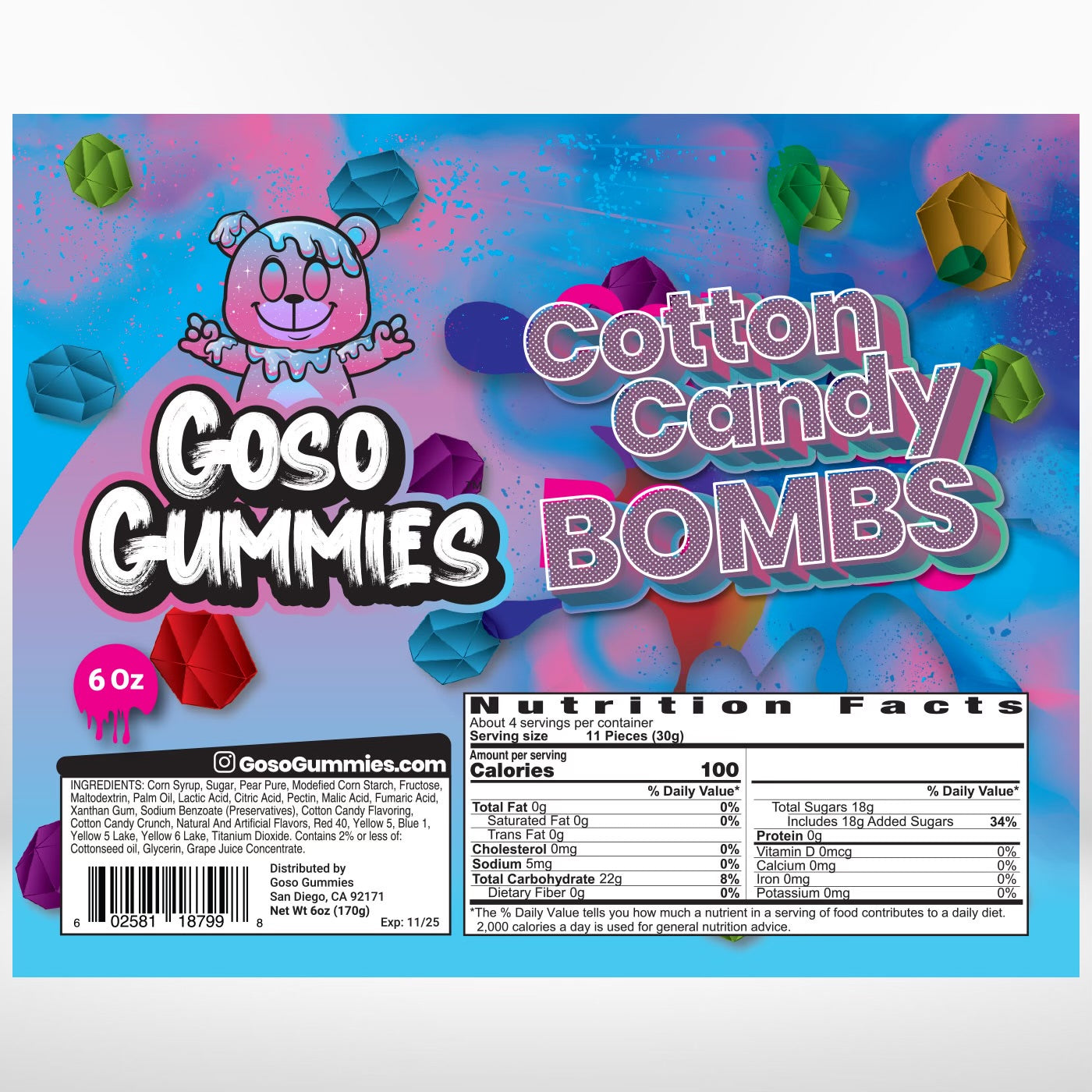 Goso Gummies Viral Cotton Candy Gushers 6oz Bag