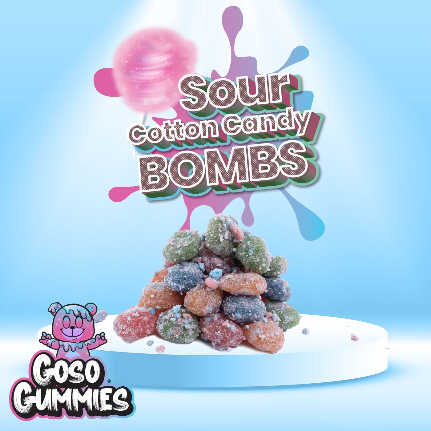 Goso Gummies Sour Cotton Candy Gusher Bombs - 6oz Bag