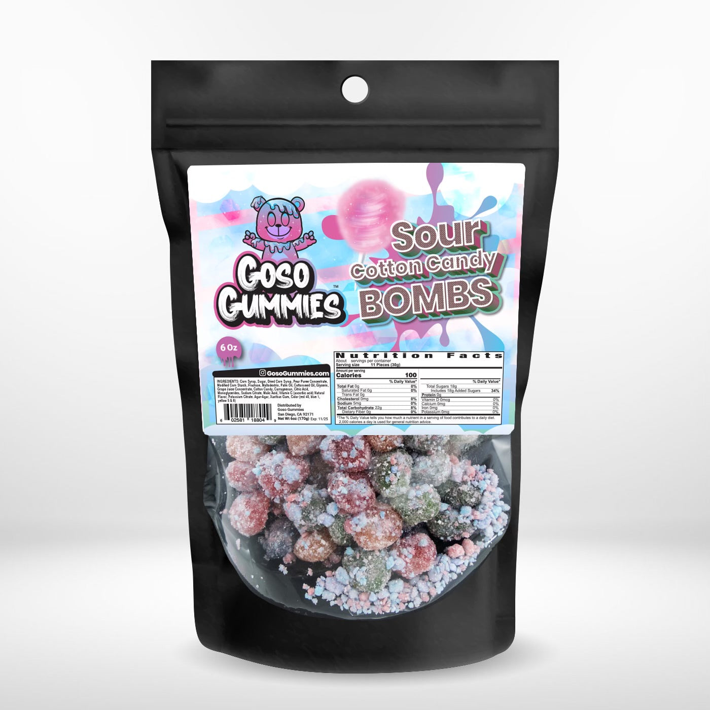 Goso Gummies Sour Cotton Candy Gusher Bombs - 6oz Bag