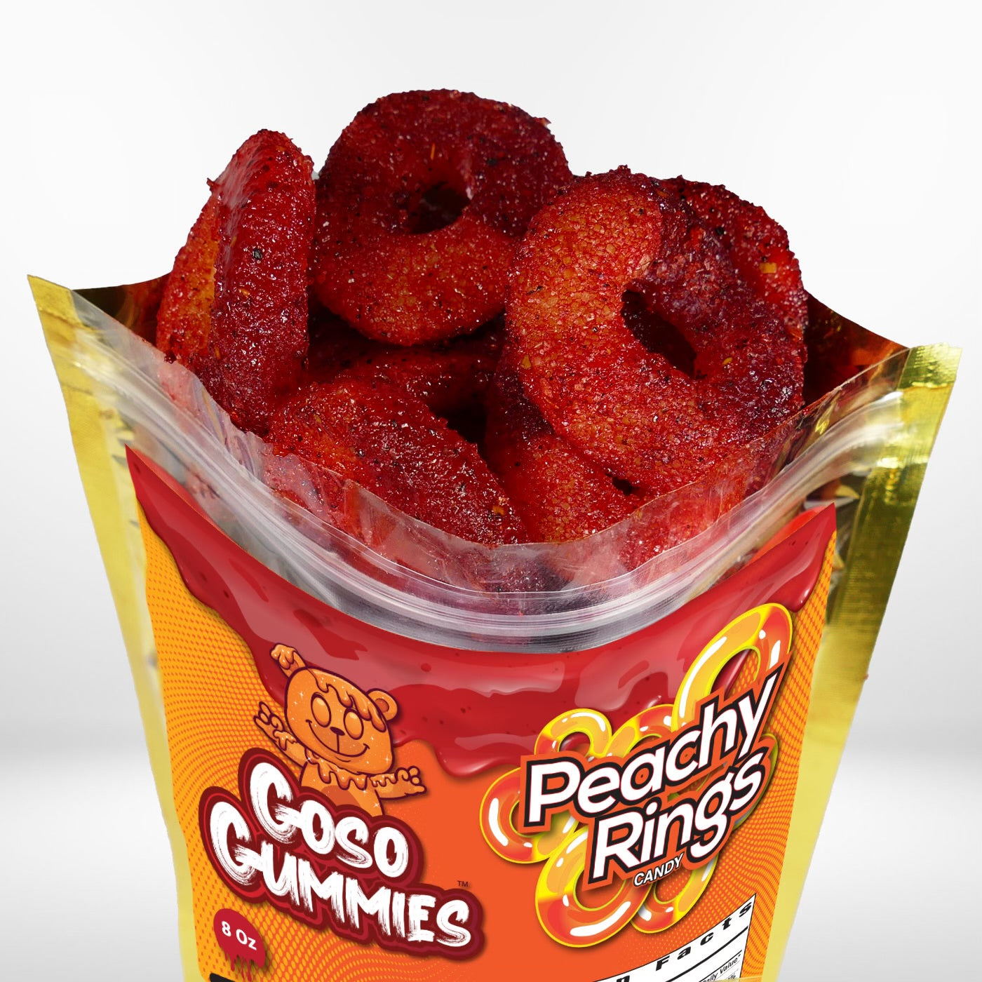 Goso Gummies Chamoy Peach Rings - 8oz Bag