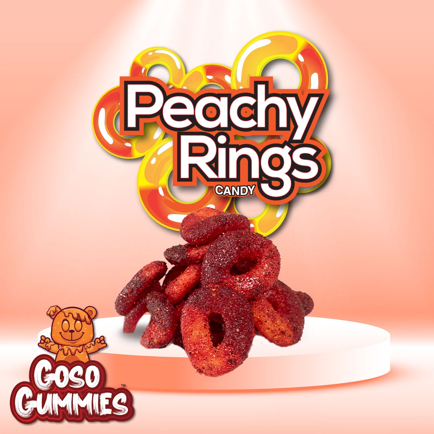 Goso Gummies Chamoy Peach Rings - 8oz Bag