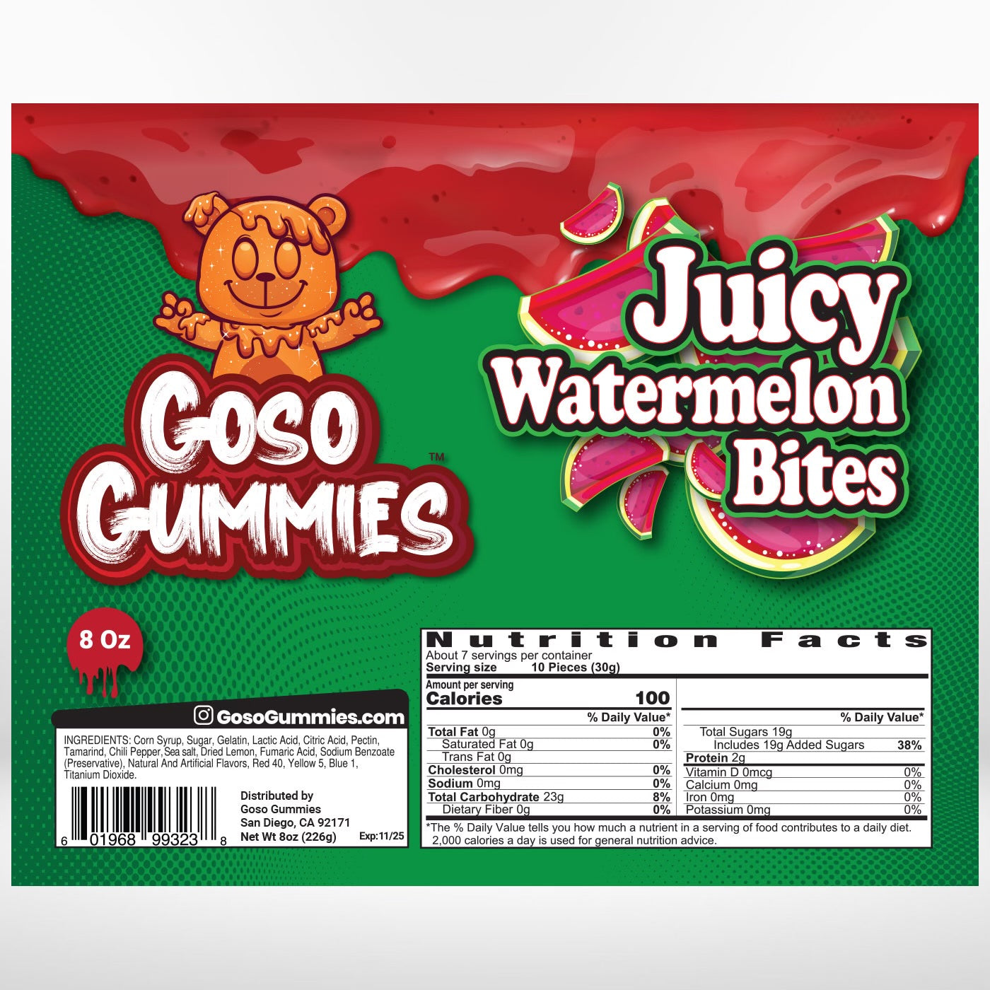 Goso Gummies Juicy Watermelon Chamoy Bites - 8oz Bag