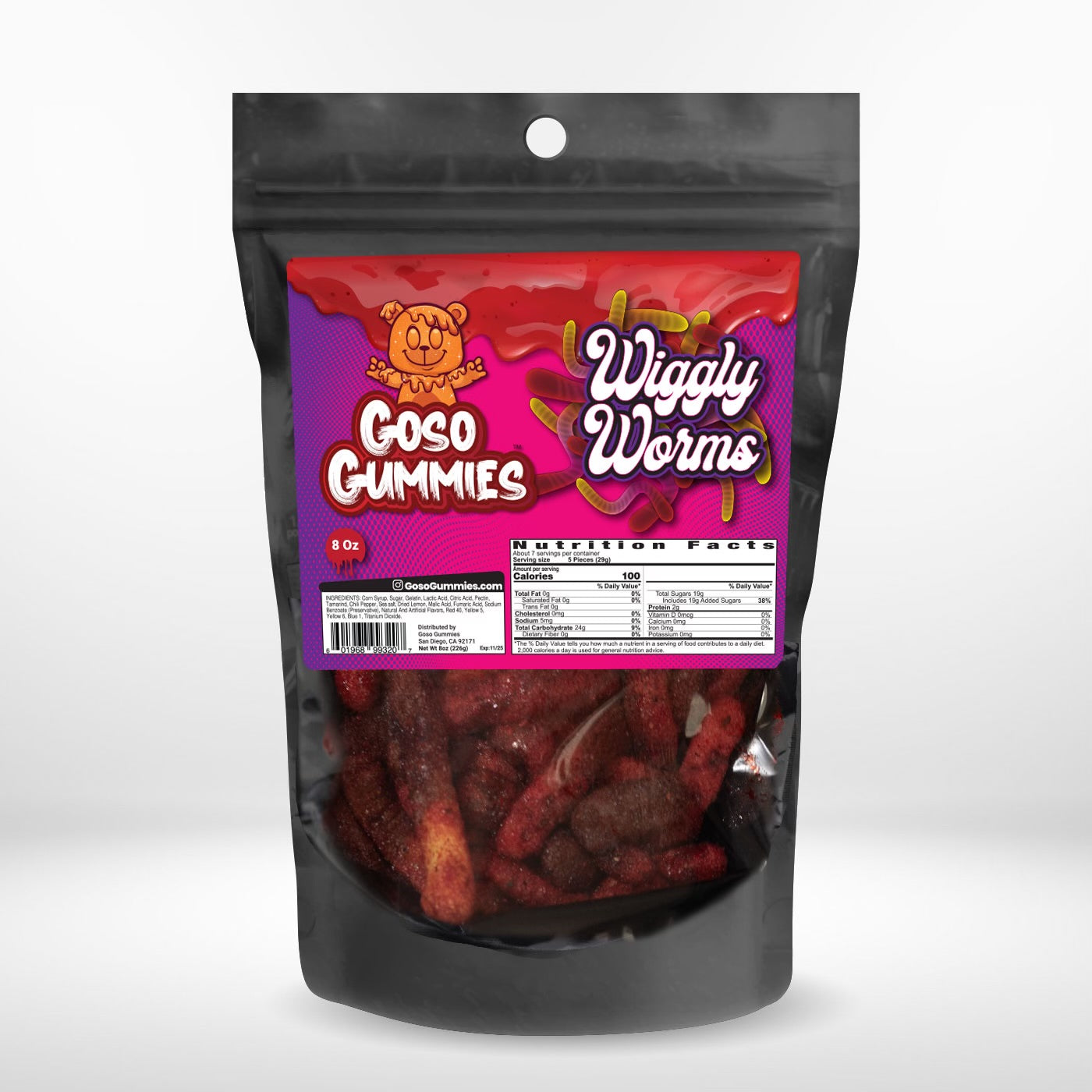 Goso Gummies Chamoy Wiggly Worms - 8oz Bag