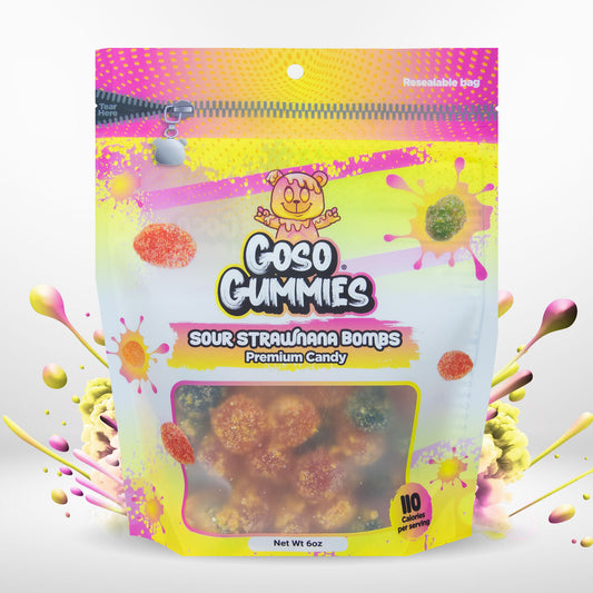 Goso Gummies Viral Sour Strawberry Banana Bombs - 6oz Bag - Gushers Snack Candy