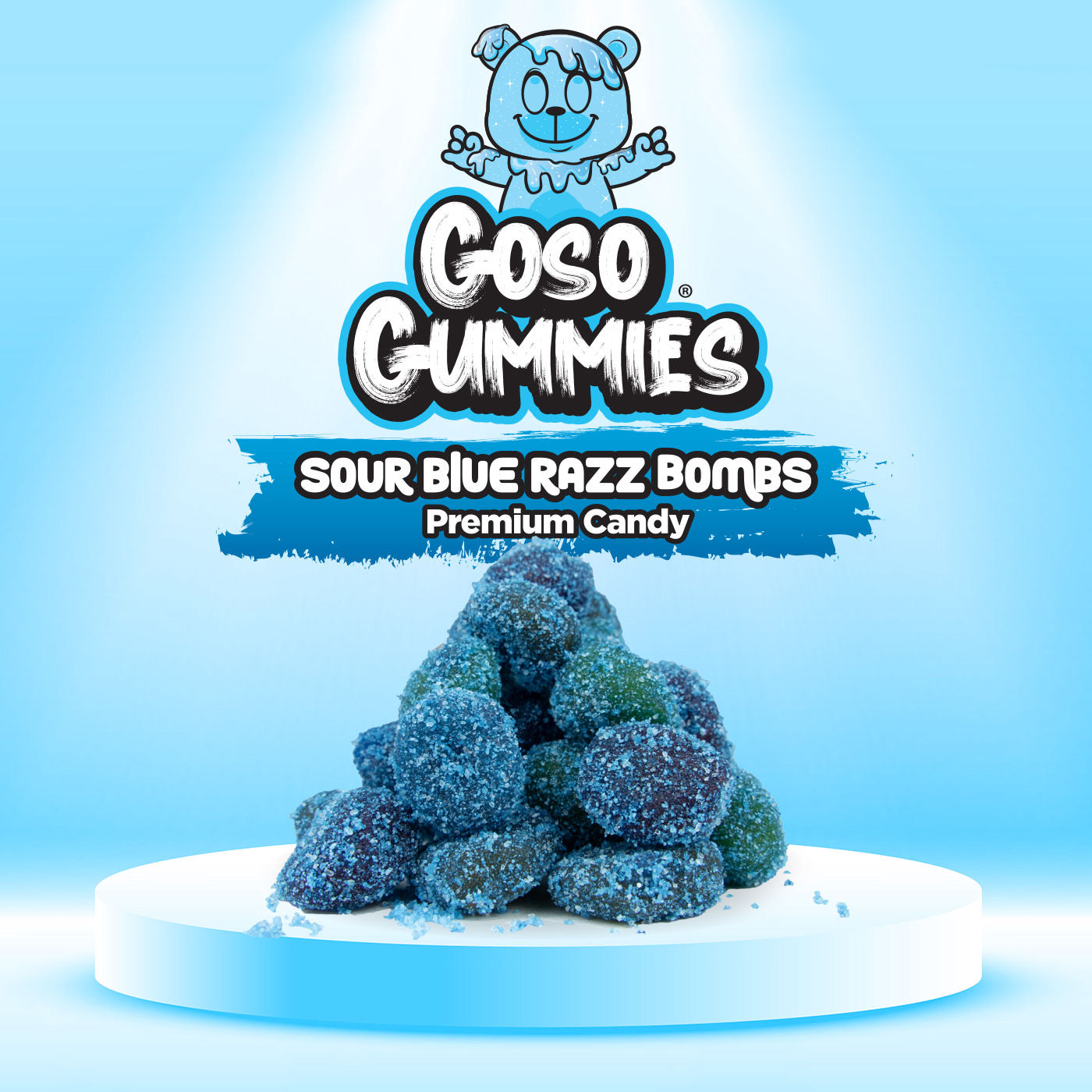 Goso Gummies Sour Blue Razz Viral Gusher Bombs 6oz Candy - Fruit Snack