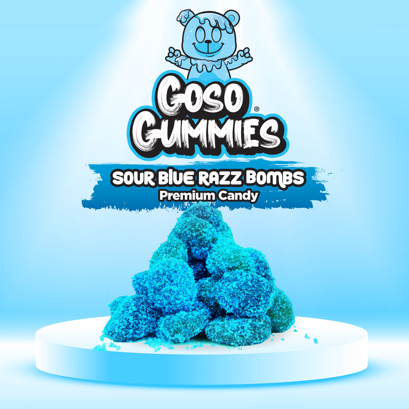 Goso Gummies Sour Blue Razz Viral Gusher Bombs 6oz Candy - Fruit Snack