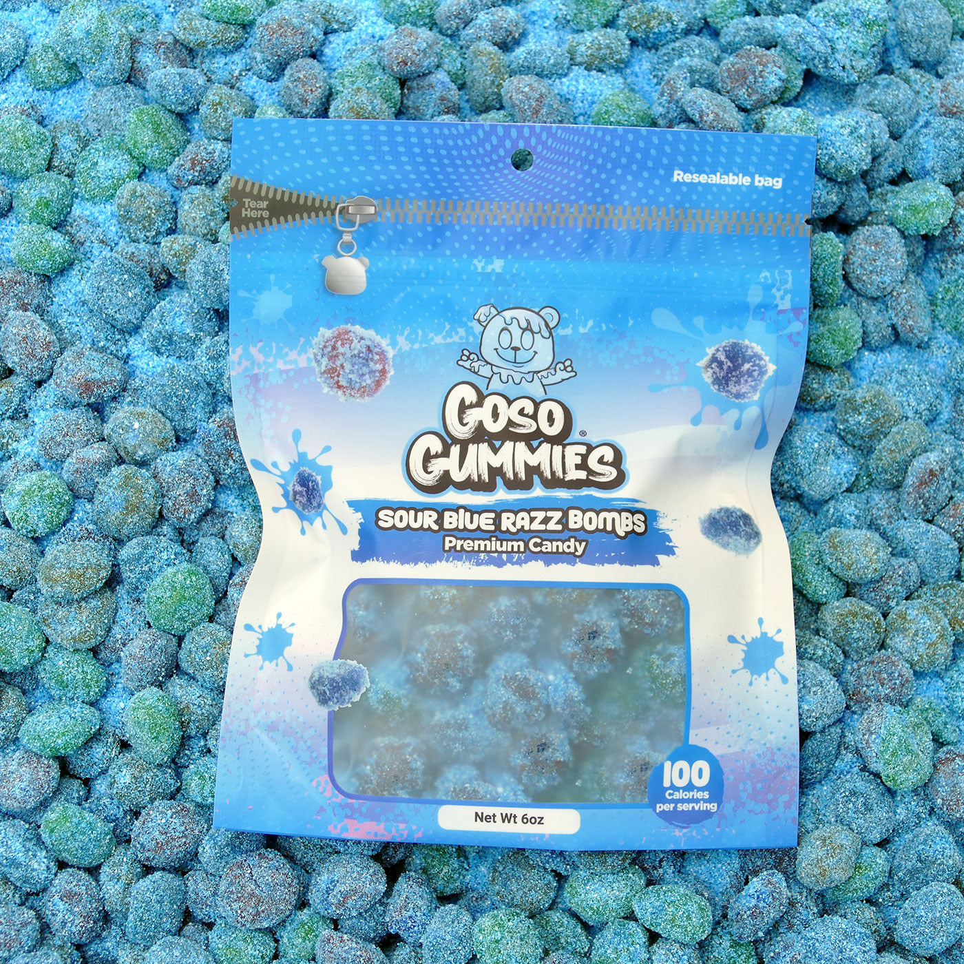 Goso Gummies Sour Blue Razz Viral Gusher Bombs 6oz Candy - Fruit Snack