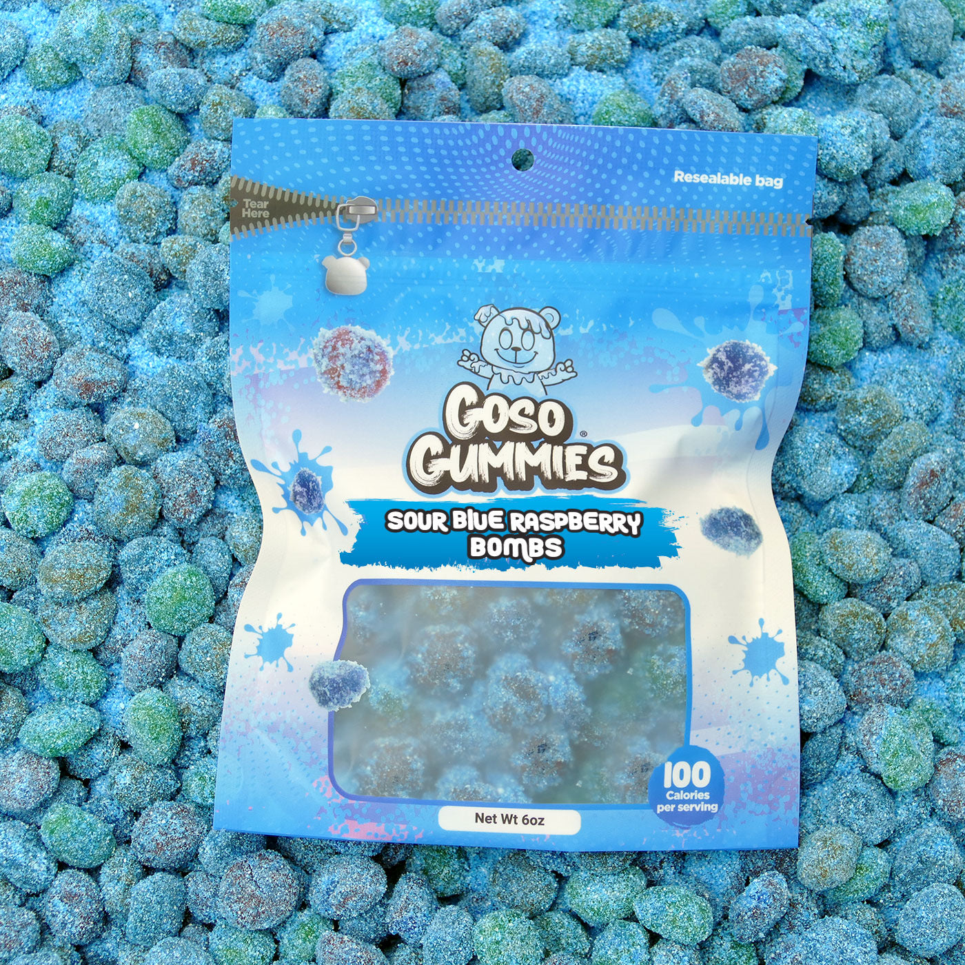 Sour Blue Raspberry Viral Gusher Bombs 6oz Candy - Fruit Snack